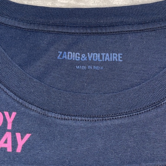 NWT Zadig & Voltaire with rhinestones navy blue size L 20”wide 27”long. - Picture 6 of 7